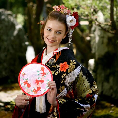 12 Pcs Round Japanese Foldable Fan Japanese Hand Fan Foldable Summer Round Folding Hand Fan 12 Japanese Style Foldable Fan for Party Festival Outdoor Wedding in Saudi Arabia