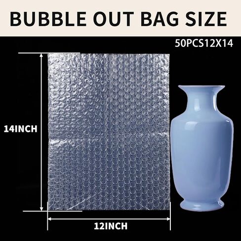 50Pcs 8 x 10 Inch Bubble Out Bag, Double Walled Wrap Pouches, Cushioning Protective Bubble Pouch for Shipping, Storage, Mailing Packing fragile item and Supplies Dishes Glass Plates Packaging in Kuwait