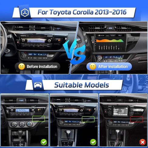 راديو Leadfan Android لسيارة Toyota Corolla 2013 2014 2015 2016 شاشة لمس ستيريو مع Apple CarPlay Android Auto، 10.1 بوصة وحدة استقبال صوت السيارة بلوتوث واي فاي GPS ملاحة FM كاميرا خلفية SWC in Saudi Arabia