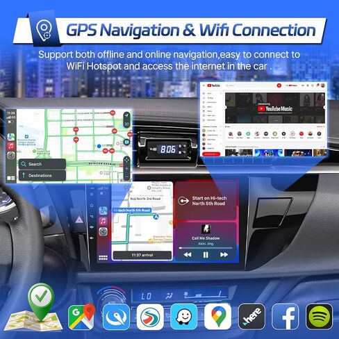 راديو Leadfan Android لسيارة Toyota Corolla 2013 2014 2015 2016 شاشة لمس ستيريو مع Apple CarPlay Android Auto، 10.1 بوصة وحدة استقبال صوت السيارة بلوتوث واي فاي GPS ملاحة FM كاميرا خلفية SWC in Saudi Arabia
