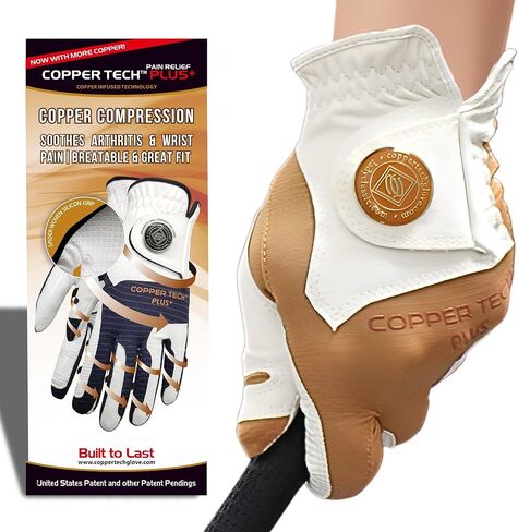 Copper Tech Plus Women's Golf Gloves with Ball Marker - Ladies Golf Gloves with 100% AAA Synthetic Leather - Wrist Support & Breathability - Golf Gloves Left Handed Golfer (Hand Orientation: Right) in Saudi Arabia