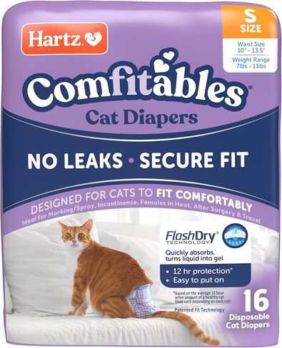 Hartz Comfitables Cat Diapers, Size L 12 Count, Comfortable & Secure Fit, Easy to Put On in Saudi Arabia