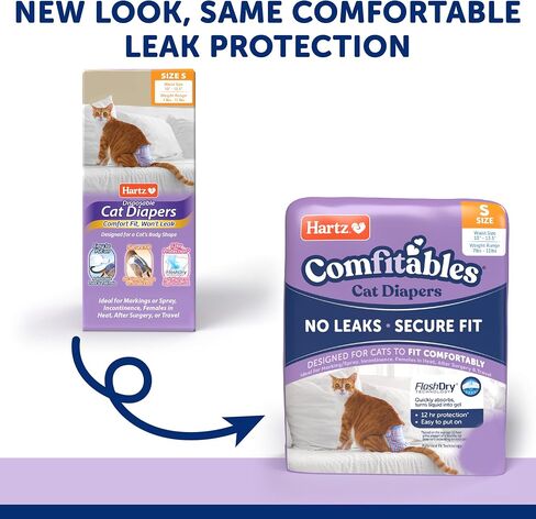 Hartz Comfitables Cat Diapers, Size L 12 Count, Comfortable & Secure Fit, Easy to Put On in Saudi Arabia