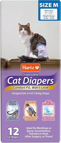 Hartz Comfitables Cat Diapers, Size L 12 Count, Comfortable & Secure Fit, Easy to Put On in Saudi Arabia