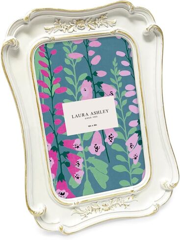 Laura Ashley (5x7 Vintage-Inspired Simple Ornate Picture Frame, Horizontal & Vertical for Tabletop and Wall Display, Home Décor, Floral, Resin Frame (5x7, Gold) in Saudi Arabia