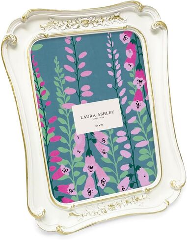 Laura Ashley (5x7 Vintage-Inspired Simple Ornate Picture Frame, Horizontal & Vertical for Tabletop and Wall Display, Home Décor, Floral, Resin Frame (5x7, Gold) in Saudi Arabia