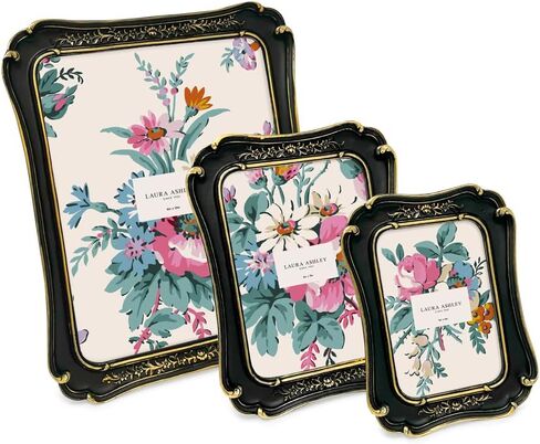 Laura Ashley (5x7 Vintage-Inspired Simple Ornate Picture Frame, Horizontal & Vertical for Tabletop and Wall Display, Home Décor, Floral, Resin Frame (5x7, Gold) in Saudi Arabia