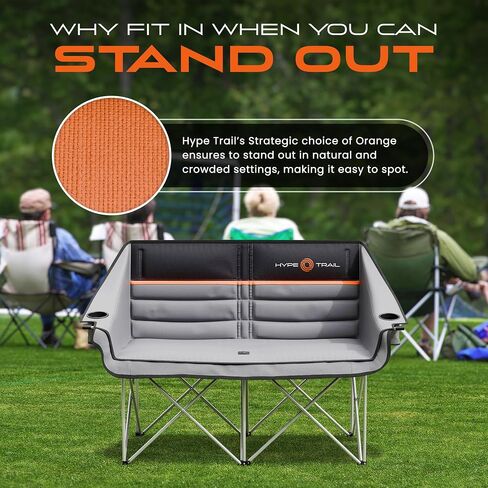 Double Camping Chair For Adults with Cup & Wine Holder - Folding Loveseat Camping Chair - Mesh Carry Bag - Double Lawn Chairs for Adults 2 Person Camping Chair for Beach Camping Couch & Camping Sofa in Saudi Arabia