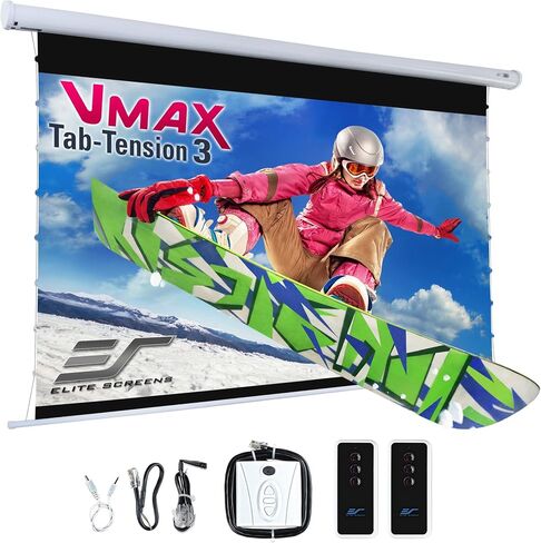 Elite Screens VMAX 3 Tab-Tensioned Series, 100-INCH 16:9, Motorized Projector Screen for Ultra/Standard/Short Projectors Movie Home Theater, VMAXT100XWH3 in Saudi Arabia