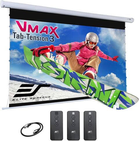 Elite Screens VMAX 3 Tab-Tensioned Series, 100-INCH 16:9, Motorized Projector Screen for Ultra/Standard/Short Projectors Movie Home Theater, VMAXT100XWH3 in Saudi Arabia