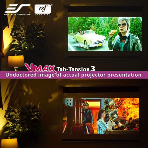 Elite Screens VMAX 3 Tab-Tensioned Series, 100-INCH 16:9, Motorized Projector Screen for Ultra/Standard/Short Projectors Movie Home Theater, VMAXT100XWH3 in Saudi Arabia