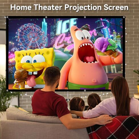 شاشة عرض محمولة 120 بوصة 16:9 قابلة للطي بدقة 4K HD خالية من التجاعيد وخفيفة الوزن، شاشة عرض داخلية وخارجية، شاشة أفلام خفيفة الوزن لمسرح الفناء الخلفي للمنزل in Kuwait