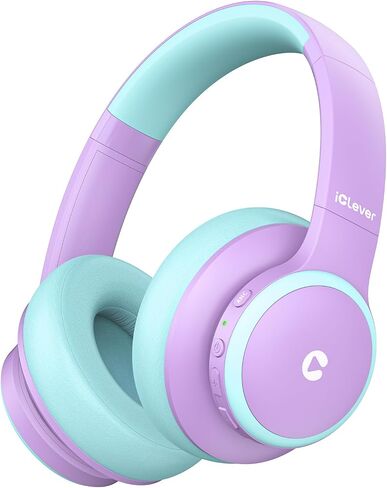 iClever BTH26 Active Noise Cancelling Headphones for Kids, 60H Playtime | SafeSound Tech 3.1, USB C Fast Charging, Bluetooth5.4, Kids Bluetooth Headphones, with Mic AUX Cord for iPad Airplane, Purple in Kuwait