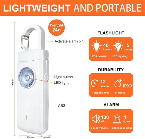 FA FIGHTART USB Rechargeable Personal Alarm for Women Siren with LED Light Button for Men Elderly Keychain Design (Pink) in Saudi Arabia