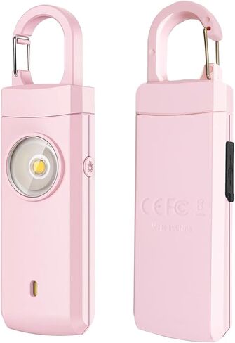 FA FIGHTART USB Rechargeable Personal Alarm for Women Siren with LED Light Button for Men Elderly Keychain Design (Pink) in Saudi Arabia