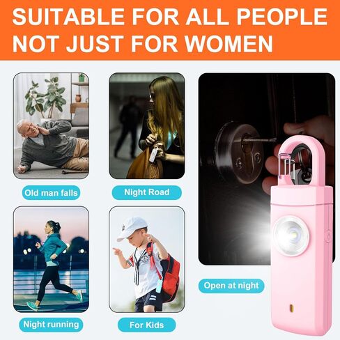 FA FIGHTART USB Rechargeable Personal Alarm for Women Siren with LED Light Button for Men Elderly Keychain Design (Pink) in Saudi Arabia