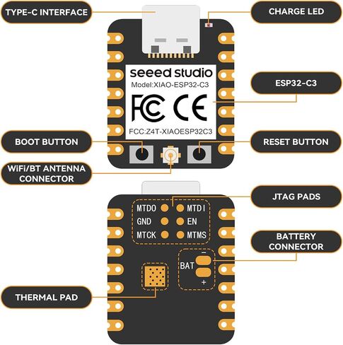 3 Pack XIAO ESP32S3 IoT Mini Development Board (for Arduino) - 2.4GHz Wi-Fi, BLE 5.0, Dual-Core, Battery Charge Supported, Power Efficiency & Rich Interface for Smart Homes, IoT, Wearable Devices in Saudi Arabia