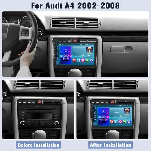 SIXWIN Android Car Stereo for Audi A4 2002-2008 مع CarPlay اللاسلكي Android Auto Mirror Link 2G+64G 9 بوصة تعمل باللمس بلوتوث GPS للملاحة WiFi FM كاميرا احتياطية MIC in Saudi Arabia