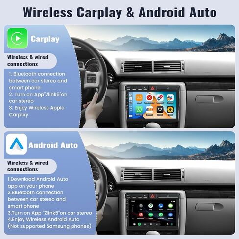 SIXWIN Android Car Stereo for Audi A4 2002-2008 مع CarPlay اللاسلكي Android Auto Mirror Link 2G+64G 9 بوصة تعمل باللمس بلوتوث GPS للملاحة WiFi FM كاميرا احتياطية MIC in Saudi Arabia