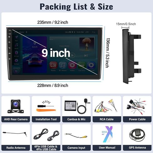 SIXWIN Android Car Stereo for Audi A4 2002-2008 مع CarPlay اللاسلكي Android Auto Mirror Link 2G+64G 9 بوصة تعمل باللمس بلوتوث GPS للملاحة WiFi FM كاميرا احتياطية MIC in Saudi Arabia