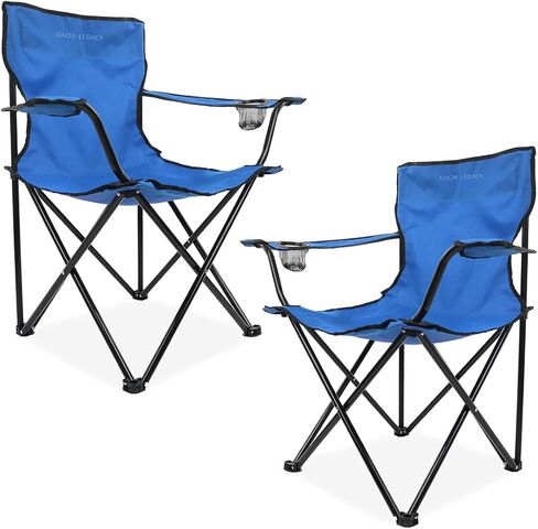 Folding Camping and Beach Chair for Outdoor with Cup Holder - Compact Lightweight Chair with Carry Bag Set of 2 (Blue) in Saudi Arabia