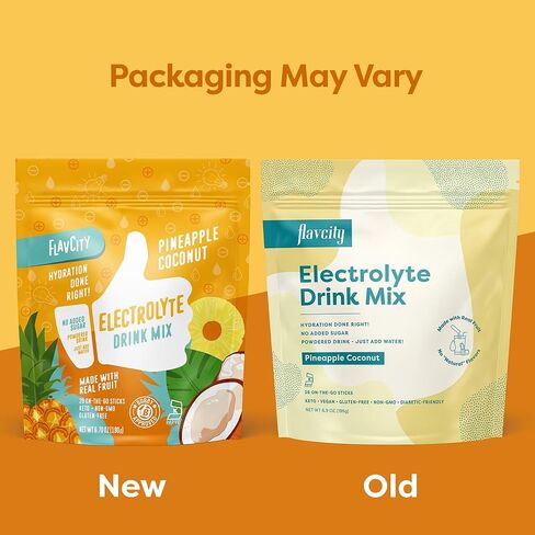 مزيج مشروبات إلكتروليت من فلافسيتي فروت بانش، 28 عبوة عصا أثناء التنقل - عبوات مسحوق إلكتروليتات صحية مصنوعة من فواكه حقيقية - مشروب مسحوق كيتو بدون سكر مضاف، خالي من الغلوتين in Kuwait