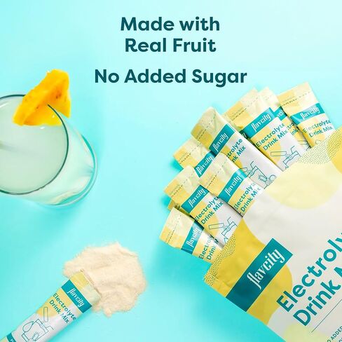 مزيج مشروبات إلكتروليت من فلافسيتي فروت بانش، 28 عبوة عصا أثناء التنقل - عبوات مسحوق إلكتروليتات صحية مصنوعة من فواكه حقيقية - مشروب مسحوق كيتو بدون سكر مضاف، خالي من الغلوتين in Kuwait