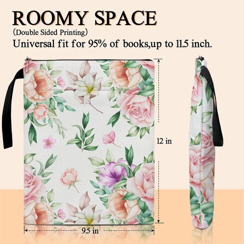 Daisy Flower Book Cover, Book Sleeve with Zipper, Book Pouch Book Cover Kindle Protector Sleeve, Book Sleeve for Book Lovers Gifts for Women, Floral Gifts for Wife Librarian Bookworm Bookish -26 in Saudi Arabia