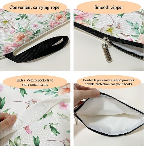 Daisy Flower Book Cover, Book Sleeve with Zipper, Book Pouch Book Cover Kindle Protector Sleeve, Book Sleeve for Book Lovers Gifts for Women, Floral Gifts for Wife Librarian Bookworm Bookish -26 in Saudi Arabia