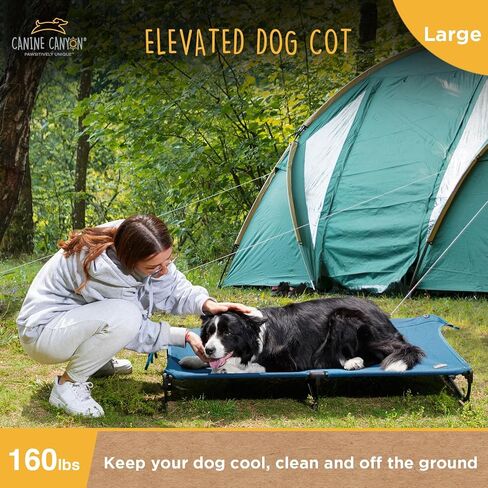 Folding Raised Dog Bed, Large Outdoor Elevated Dog Bed, Cooling Dog Beds, Chew Proof Dog Bed, Portable, Heavy Duty Up to 160 lbs, Dog Cot for Camping, Home, Dark Blue, 49"x33"x7" in Saudi Arabia