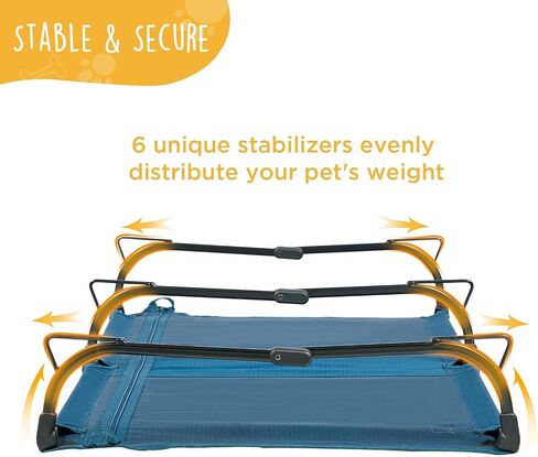Folding Raised Dog Bed, Large Outdoor Elevated Dog Bed, Cooling Dog Beds, Chew Proof Dog Bed, Portable, Heavy Duty Up to 160 lbs, Dog Cot for Camping, Home, Dark Blue, 49"x33"x7" in Saudi Arabia
