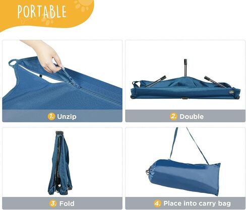 Folding Raised Dog Bed, Large Outdoor Elevated Dog Bed, Cooling Dog Beds, Chew Proof Dog Bed, Portable, Heavy Duty Up to 160 lbs, Dog Cot for Camping, Home, Dark Blue, 49"x33"x7" in Saudi Arabia