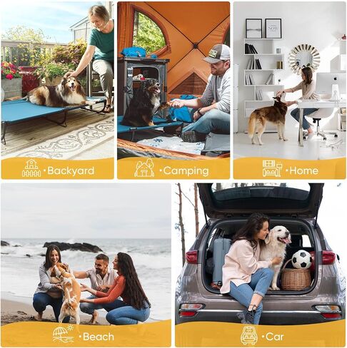 Folding Raised Dog Bed, Large Outdoor Elevated Dog Bed, Cooling Dog Beds, Chew Proof Dog Bed, Portable, Heavy Duty Up to 160 lbs, Dog Cot for Camping, Home, Dark Blue, 49"x33"x7" in Saudi Arabia