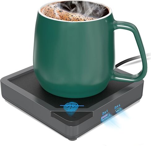 Coffee Mug Warmer Set: Coffee Warmer for Desk Auto Shut Off Candle Warmer Plate Electric Beverage Coffee Cup Warmer Heated Coffee Mug for Coffee,Tea, Milk Up to 131°F/55°C (Black) in Kuwait