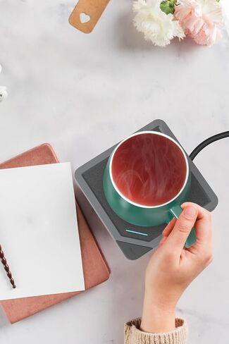 Coffee Mug Warmer Set: Coffee Warmer for Desk Auto Shut Off Candle Warmer Plate Electric Beverage Coffee Cup Warmer Heated Coffee Mug for Coffee,Tea, Milk Up to 131°F/55°C (Black) in Kuwait