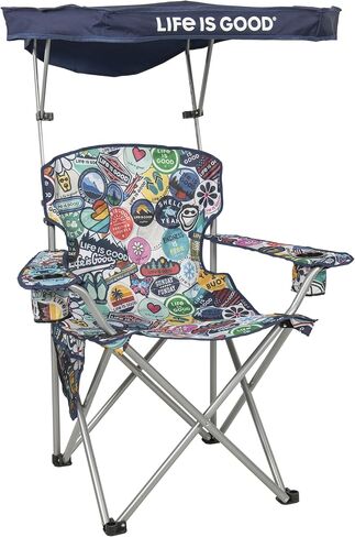 Life is Good Max Shade Chair, Portable Folding Chair with Canopy and Cup Holders for Beach, Sports, Tailgates, Camping, Fishing in Saudi Arabia