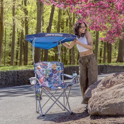 Life is Good Max Shade Chair, Portable Folding Chair with Canopy and Cup Holders for Beach, Sports, Tailgates, Camping, Fishing in Saudi Arabia