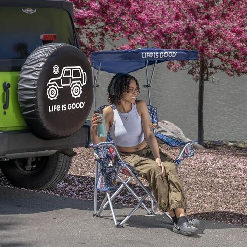 Life is Good Max Shade Chair, Portable Folding Chair with Canopy and Cup Holders for Beach, Sports, Tailgates, Camping, Fishing in Saudi Arabia