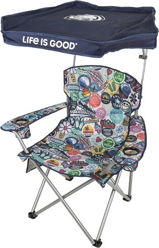 Life is Good Max Shade Chair, Portable Folding Chair with Canopy and Cup Holders for Beach, Sports, Tailgates, Camping, Fishing in Saudi Arabia