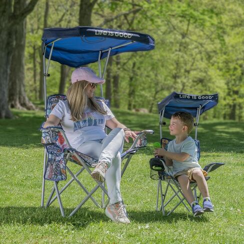 Life is Good Max Shade Chair, Portable Folding Chair with Canopy and Cup Holders for Beach, Sports, Tailgates, Camping, Fishing in Saudi Arabia