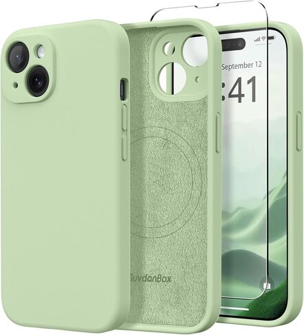 Magnetic for iPhone 13 Case, Compatible with MagSafe, [Full Camera Protection][2 Screen Protectors] Silicone Shockproof Protective Phone Case for iPhone 13 6.1", Matcha in Saudi Arabia