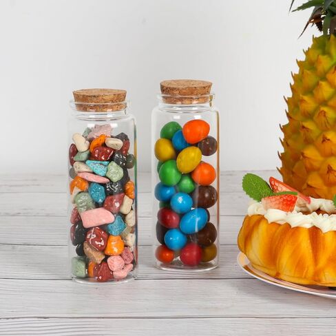 برطمانات زجاجية صغيرة بأغطية من الفلين 120 مل، مجموعة برطمانات زجاجية صغيرة مكونة من 6 قطع، زجاجات حبوب زجاجية بأغطية، برطمانات رمل، برطمانات تعويذة، برطمانات صدف، زجاجات زجاجية صغيرة للحرف اليدوية، الديكور، هدايا الحفلات in Kuwait