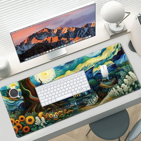 AIMSA Keyboard Mouse Pad Wrist Rest Set, Large Gaming Mouse Desk Pad with Wrist Support Ergonomic Design, 4 in 1 Mousepad for Home Office, Sakura Snow Mountain in Saudi Arabia