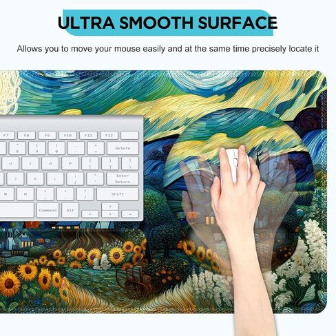 AIMSA Keyboard Mouse Pad Wrist Rest Set, Large Gaming Mouse Desk Pad with Wrist Support Ergonomic Design, 4 in 1 Mousepad for Home Office, Sakura Snow Mountain in Saudi Arabia