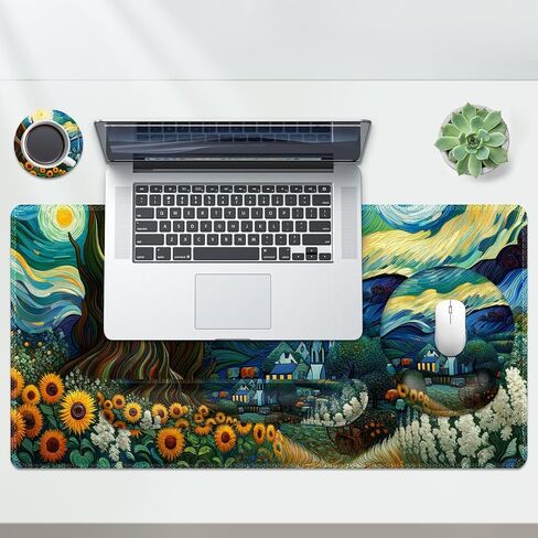 AIMSA Keyboard Mouse Pad Wrist Rest Set, Large Gaming Mouse Desk Pad with Wrist Support Ergonomic Design, 4 in 1 Mousepad for Home Office, Sakura Snow Mountain in Saudi Arabia