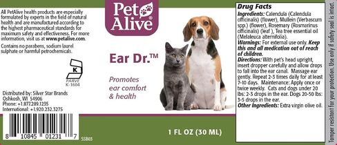 PetAlive Ear Dr. - قطرات الأذن الطبيعية تعزز راحة الأذن وصحتها لدى القطط والكلاب - تخفف من إزعاج الأذن وتقلل من الخدش المستمر - تحافظ على قنوات أذن الحيوانات الأليفة نظيفة وواضحة - 30 مل in Saudi Arabia