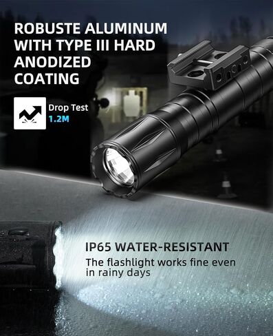 EZshoot 1800 Lumens Tactical Rifle Flashlight with Pressure Switch, Tactical Flashlight for Rifle Compatible with M-Rail, Rifle Flashlight with Strobe Mode for Home Defense, Hunting in Kuwait