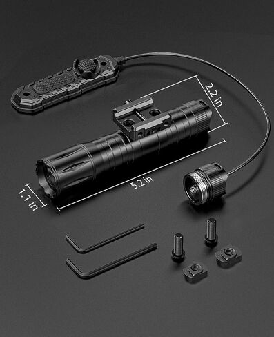 EZshoot 1800 Lumens Tactical Rifle Flashlight with Pressure Switch, Tactical Flashlight for Rifle Compatible with M-Rail, Rifle Flashlight with Strobe Mode for Home Defense, Hunting in Kuwait