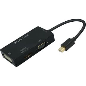 Mini DP to HDMI VGA Adapter Mini DP DisplayPort VGA HDMI 4k Adapter, Mini DP DisplayPort to HDMI 4K 2in1 Adaptor,Mini DP to HDMI Mini DP to VGA Adapter with Gold-Plated (2in1)