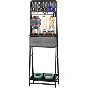 Elevated Dog Feeding Station with Storage, 6 Adjustable Height for Large, Medium and Small Dogs, Comes with 2 Removable Bins, Pegboard & Hooks, Bowls are not Included